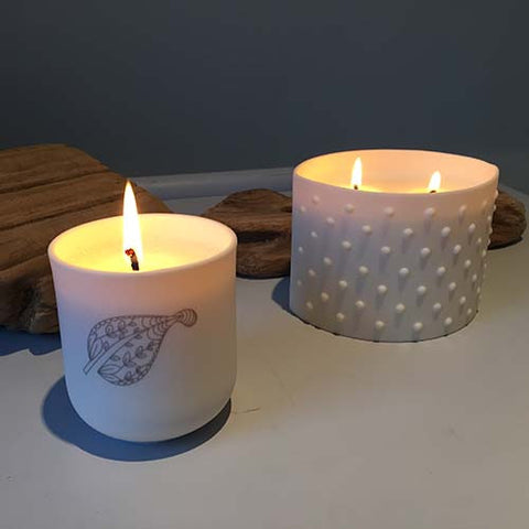 Fragranced Candle in Porcelain Tea Light Holder - Spa Living 
