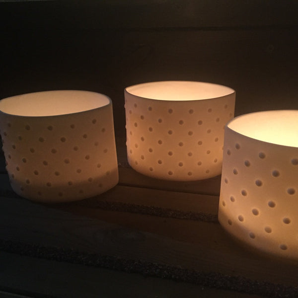 Dotty Porcelain Tea Light Holder, Lighting, Spa Living - Spa Living
