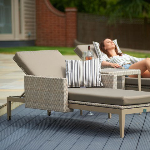 Hampstead Outdoor Rattan Sun Lounger, Outdoor Garden Furniture - Spa Living 