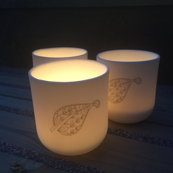 Porcelain Leaf Design Bergamot Fragranced Candle, Lighting, Spa Living - Spa Living 