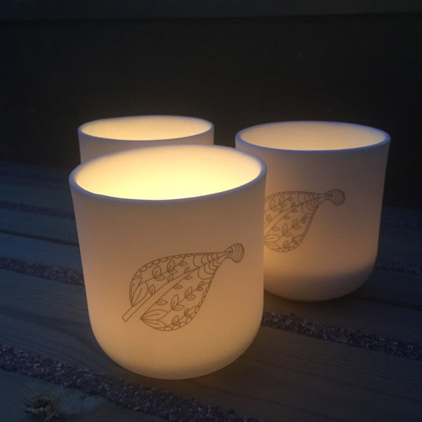 Porcelain Leaf Design Bergamot Fragranced Candle, Lighting, Spa Living - Spa Living
