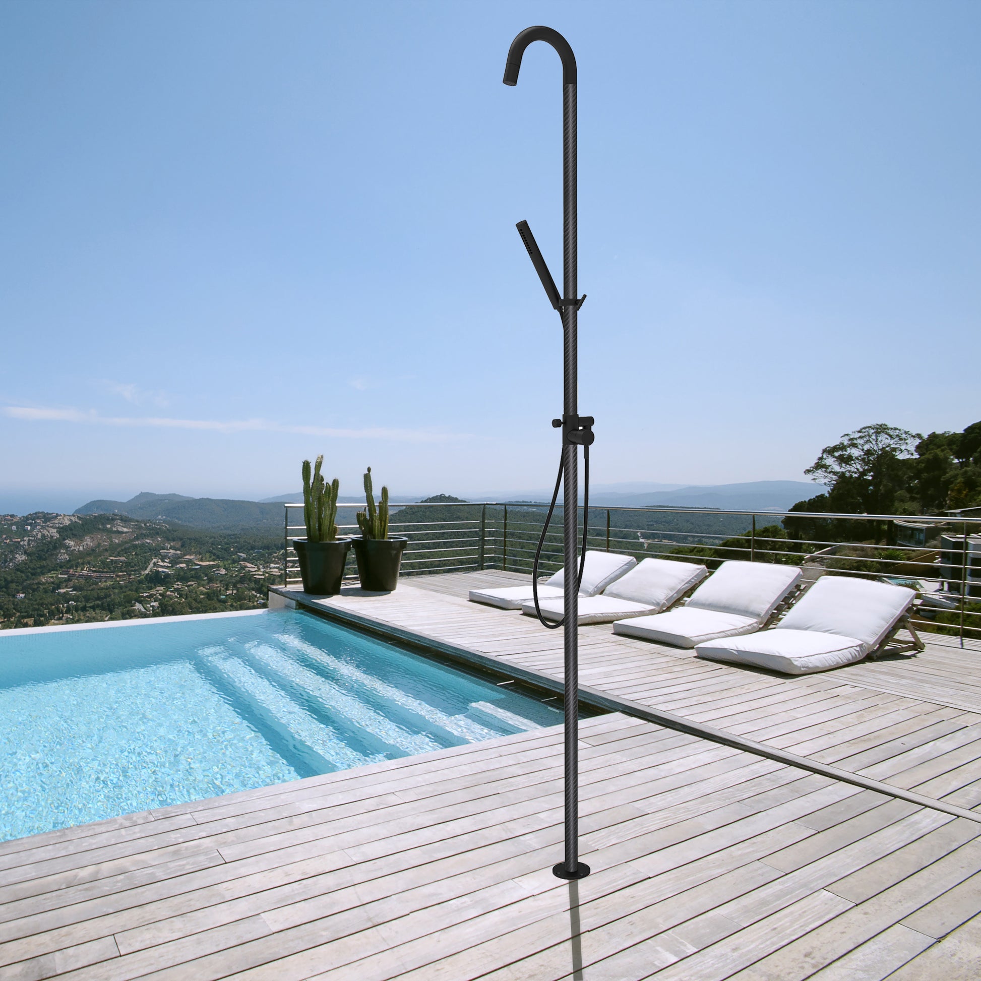 Marine Pedestal Outdoor Shower [Matt Black] - Spa Living 