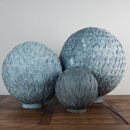 Zinc Leaf Balls, Outdoor Sculpture, Spa Living - Spa Living 