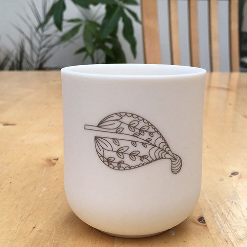 Porcelain Leaf Design Bergamot Fragranced Candle, Lighting, Spa Living - Spa Living 