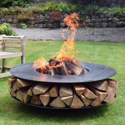 Flat Ring of Logs Fire Pit [incl. Swing Arm BBQ Rack] - Spa Living 