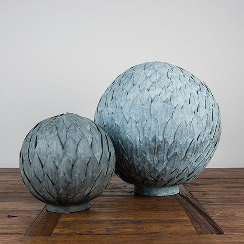 Zinc Leaf Balls, Outdoor Sculpture, Spa Living - Spa Living 