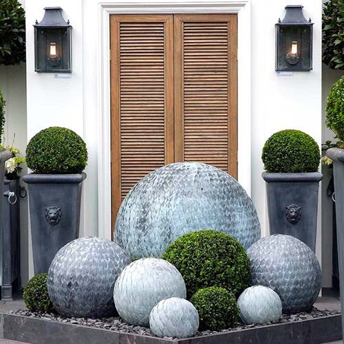 Zinc Leaf Balls, Outdoor Sculpture, Spa Living - Spa Living 